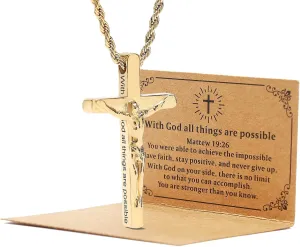 DS Cross Necklace for Men Christian Jesus Bible Verse Cross chain Pendant Stainless Steel faith Necklaces For her Religious prayer crucifix Jewelry Gift