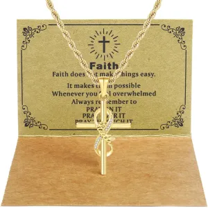 DS Religious Gifts for her Faith Cross Necklace for Women exquisite 18K Gold Inspirational Christian Bible Verse prayer birthday Jewelry stainless steel Necklaces To Sister Mom Daughter