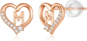 Earrings for Girls Kids, 925 Sterling Silver Post Hypoallergenic Girls Earrings CZ Letter Earrings for Girls Teen Girls Initial Earrings for Girls Teen Girls Kids Toddler Christmas Gifts