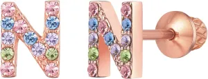 Earrings For Girls,18k Gold Plated Multicolored Alphabet Letter Initial Hypoallergenic Earrings, Stud Screw On Safety Backs, Stainless Steel Ultra Sensitive Ears Post For Kids, Little Girls, Teens