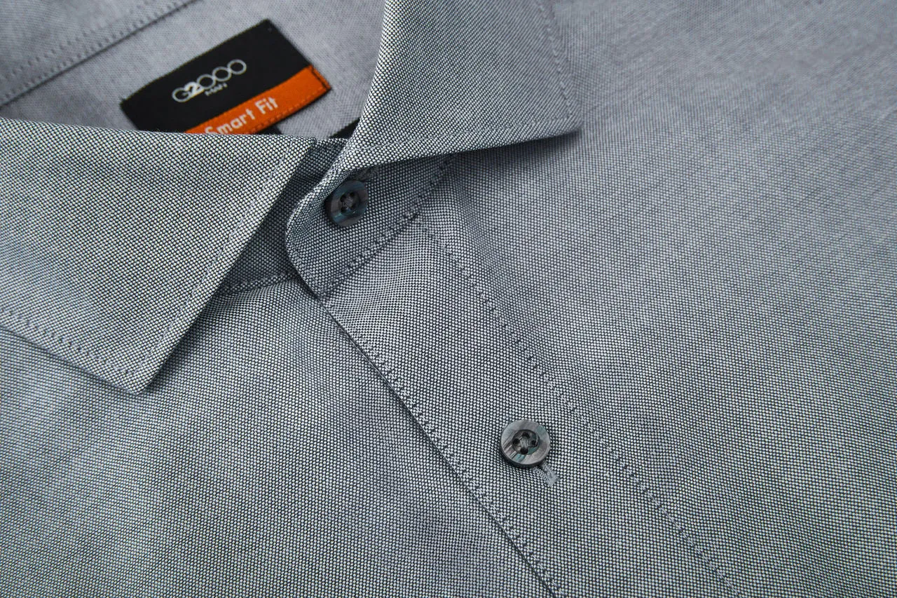 Easy Care Cotton Oxford Blocking Casual Shirt in Smart Fit Spread Collar