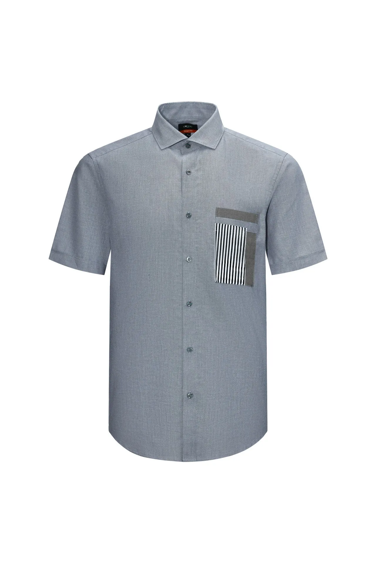 Easy Care Cotton Oxford Blocking Casual Shirt in Smart Fit Spread Collar