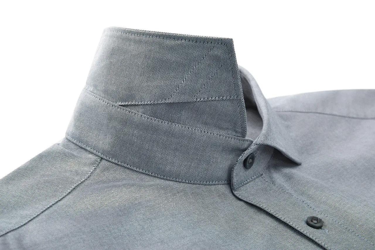 Easy Care Cotton Oxford Blocking Casual Shirt in Smart Fit Spread Collar