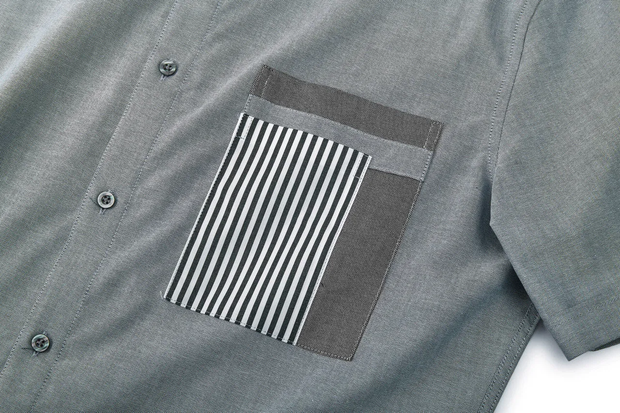 Easy Care Cotton Oxford Blocking Casual Shirt in Smart Fit Spread Collar