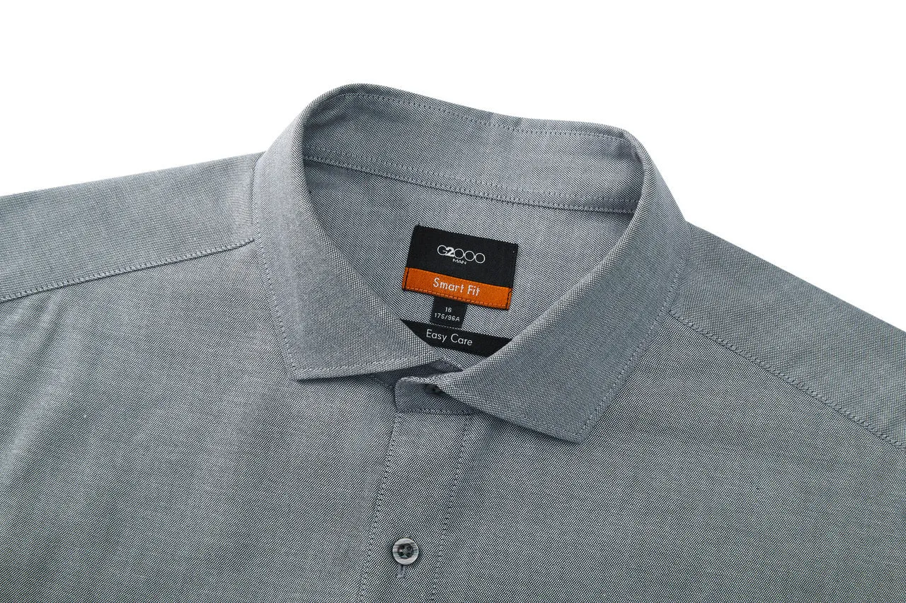 Easy Care Cotton Oxford Blocking Casual Shirt in Smart Fit Spread Collar