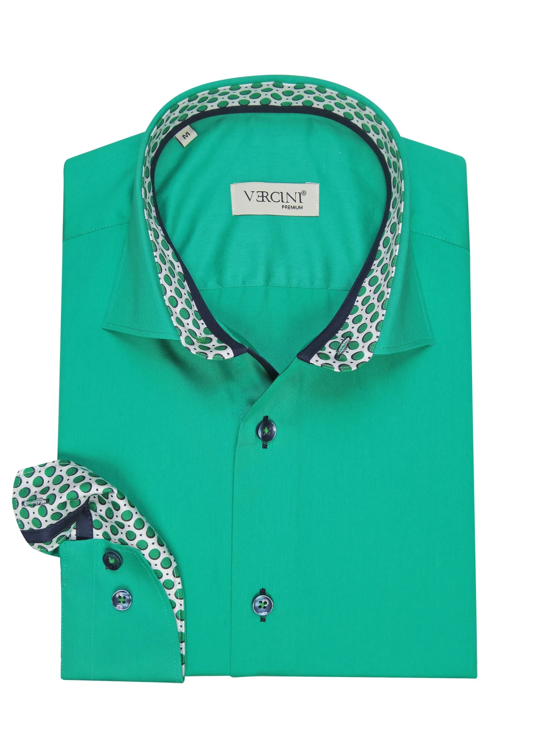 Emerald Enigma Polka Prestige Button-Up Shirt by Vercini