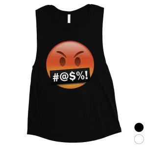 Emoji-Angry Womens Worry Silly Great Wonderful Muscle Shirt Gift