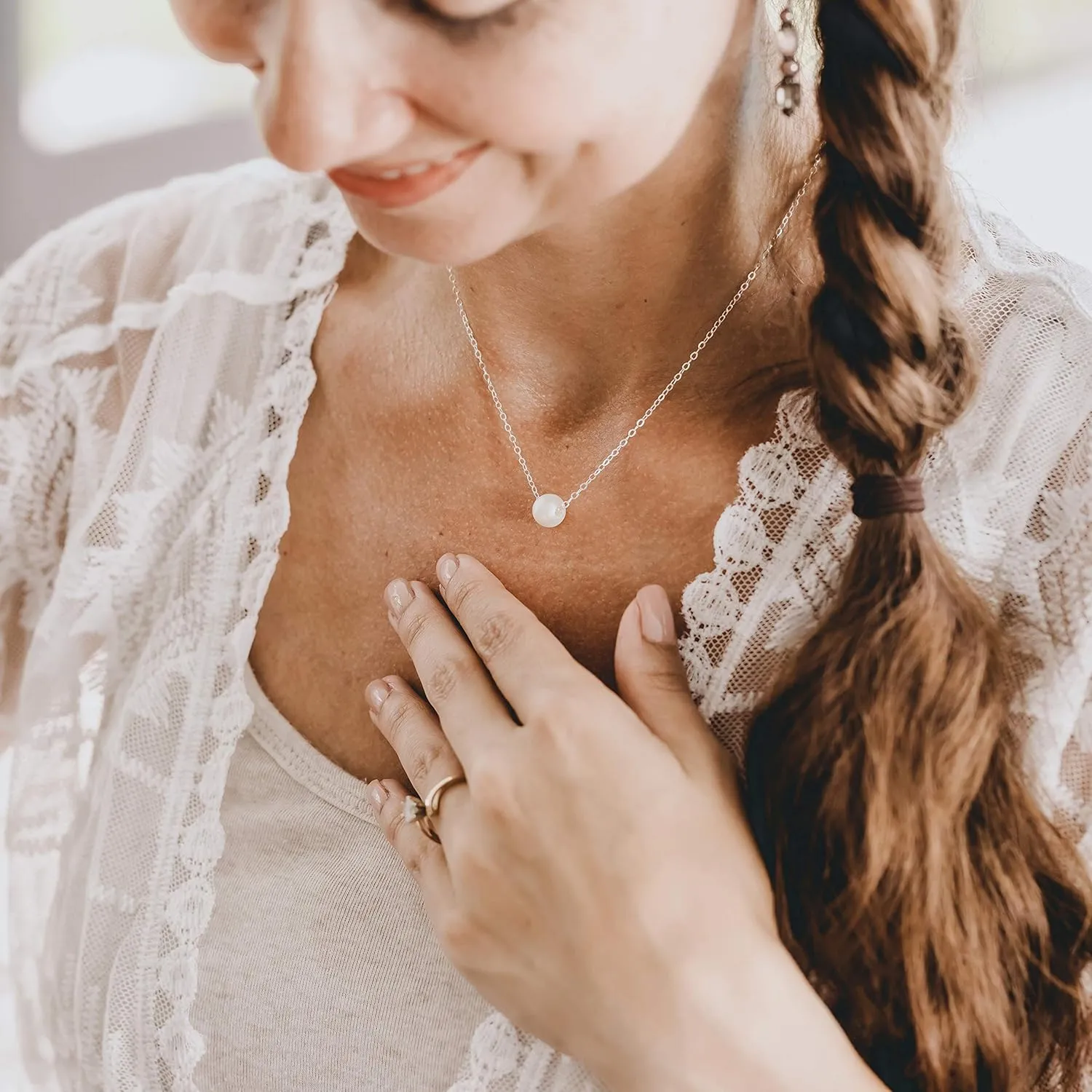 Encouragement Gifts for Women Inspirational Necklaces Care Package Gold-Filled Pearl Necklace 18