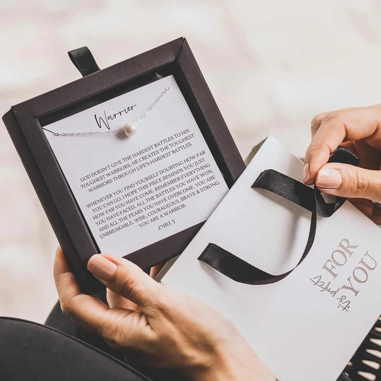 Encouragement Gifts for Women Inspirational Necklaces Care Package Gold-Filled Pearl Necklace 18