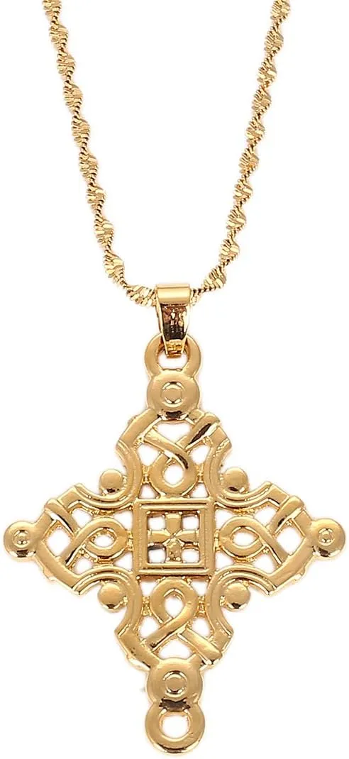 Ethiopian Cross Necklaces for Women Men Ethiopian Crosses Charm Pendant Religion Jewelry