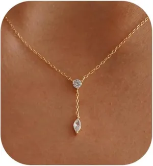 Ewrkbr Long Necklaces for Women, Charm Gold Lariat Necklace 14k Gold Plated Teardrop Drop Necklace Dainty Long Gold Necklaces for Women Trendy Simple Butterfly Pearl Y Long Necklace Jewelry for Women