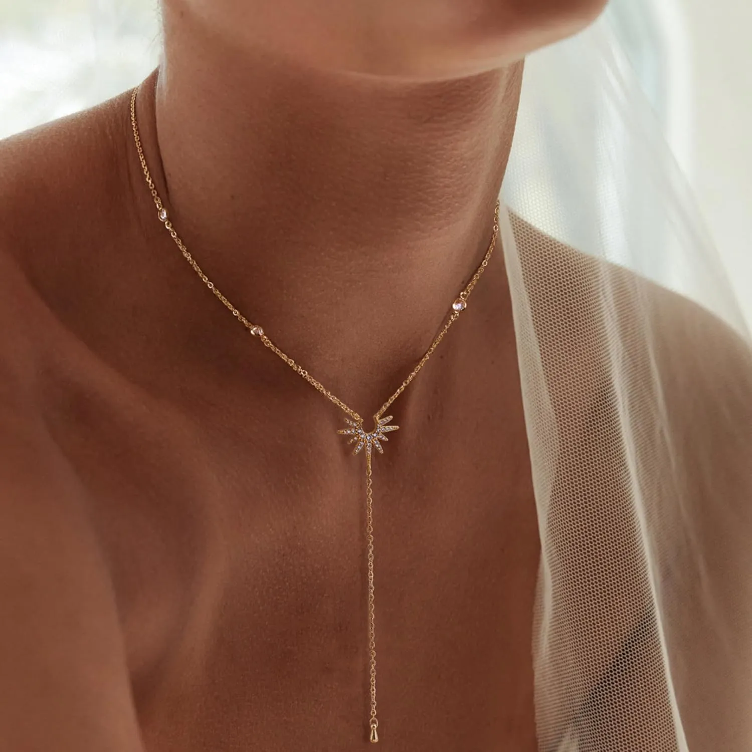 Ewrkbr Long Necklaces for Women, Charm Gold Lariat Necklace 14k Gold Plated Teardrop Drop Necklace Dainty Long Gold Necklaces for Women Trendy Simple Butterfly Pearl Y Long Necklace Jewelry for Women