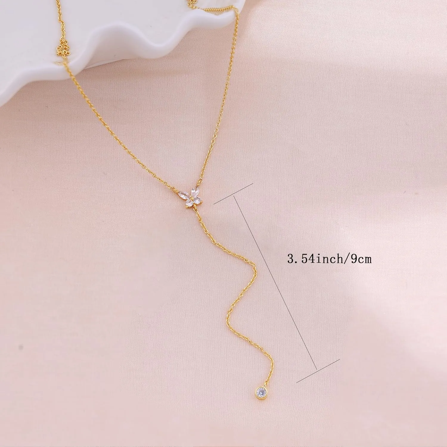 Ewrkbr Long Necklaces for Women, Charm Gold Lariat Necklace 14k Gold Plated Teardrop Drop Necklace Dainty Long Gold Necklaces for Women Trendy Simple Butterfly Pearl Y Long Necklace Jewelry for Women
