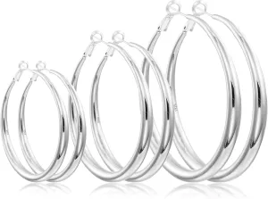 EXGOX Sterling Silver Hoop Earrings - Hypoallergenic, Lightweight, Chunky, 14K Real Gold Plated, Big Large Hoops for Women