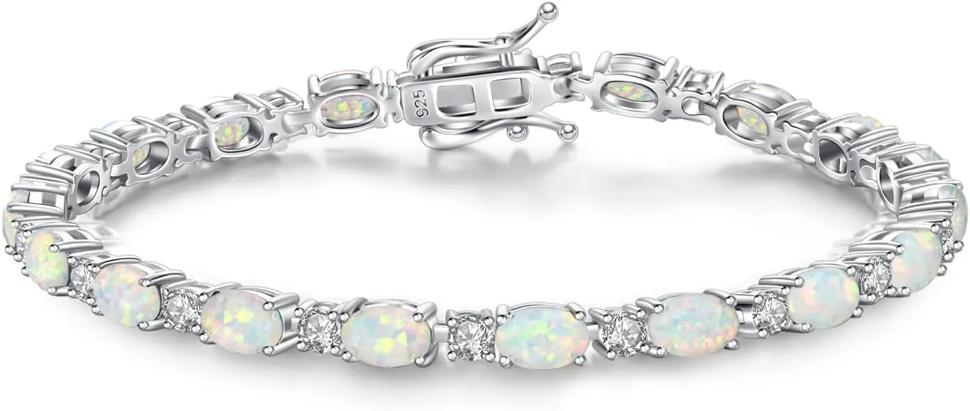 FANCIME Birthstone Bracelets Sterling Silver Tennis Bracelets Charm Fine Jewelry Mother's Day Birthday Gifts for Women Mom 7"