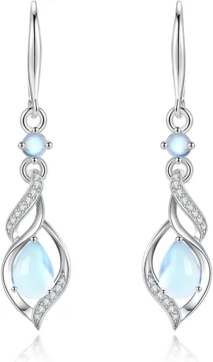FANCIME Gift for Women Birthstone Dangle Earrings for Her Teardrop Birthstone Earrings S925 Sterling Silver infinity Love Birthday Gifts for Mom Women