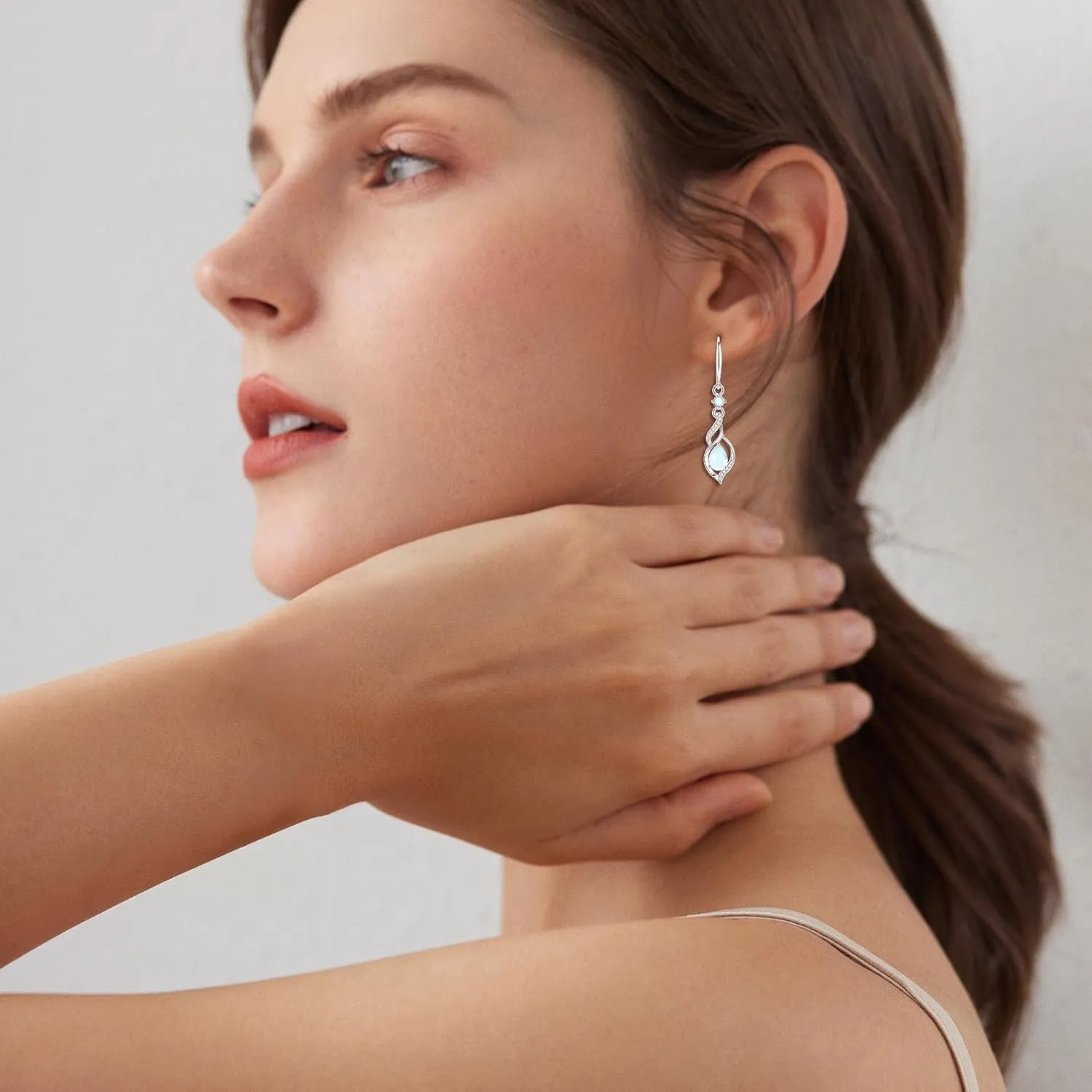 FANCIME Gift for Women Birthstone Dangle Earrings for Her Teardrop Birthstone Earrings S925 Sterling Silver infinity Love Birthday Gifts for Mom Women