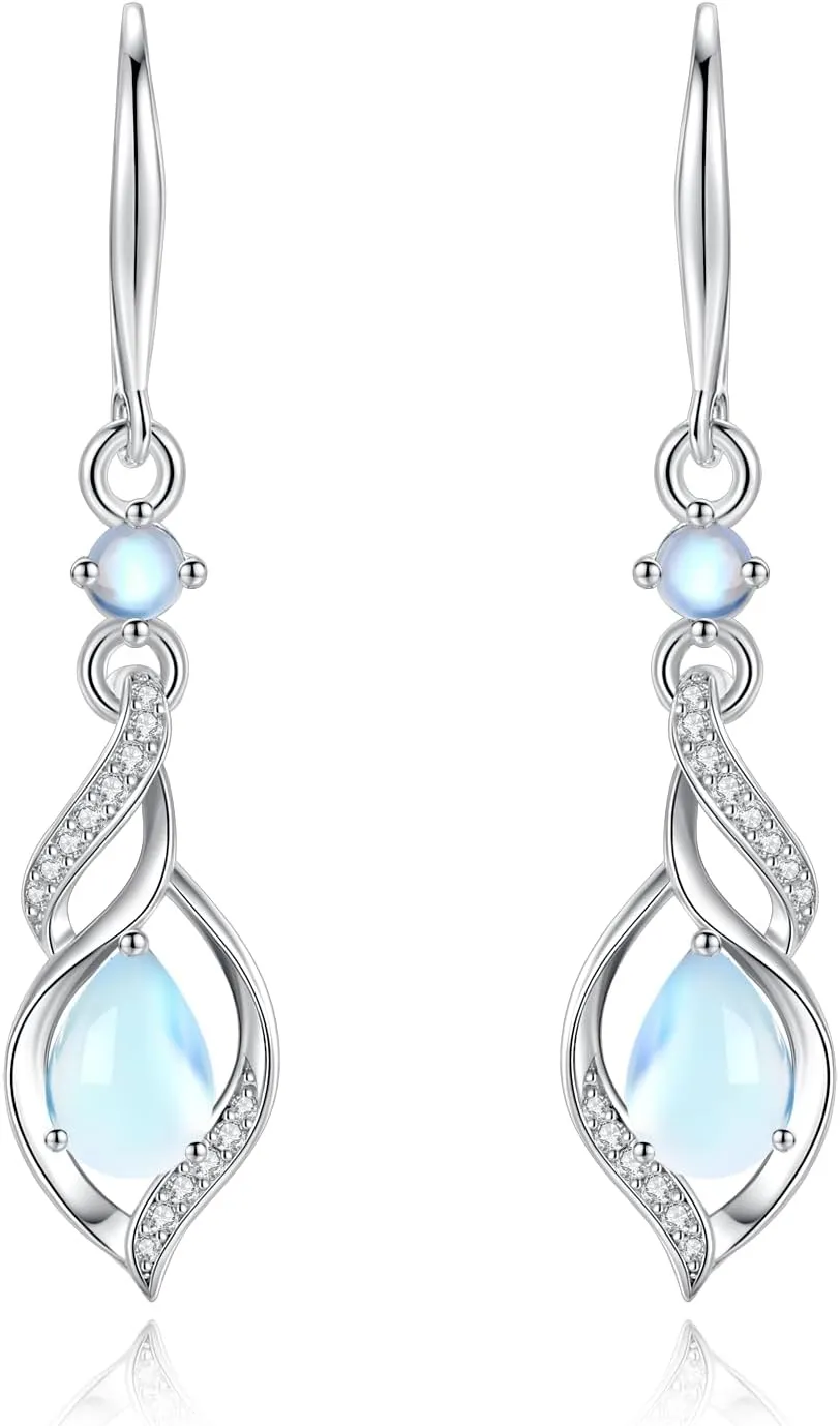 FANCIME Gift for Women Birthstone Dangle Earrings for Her Teardrop Birthstone Earrings S925 Sterling Silver infinity Love Birthday Gifts for Mom Women