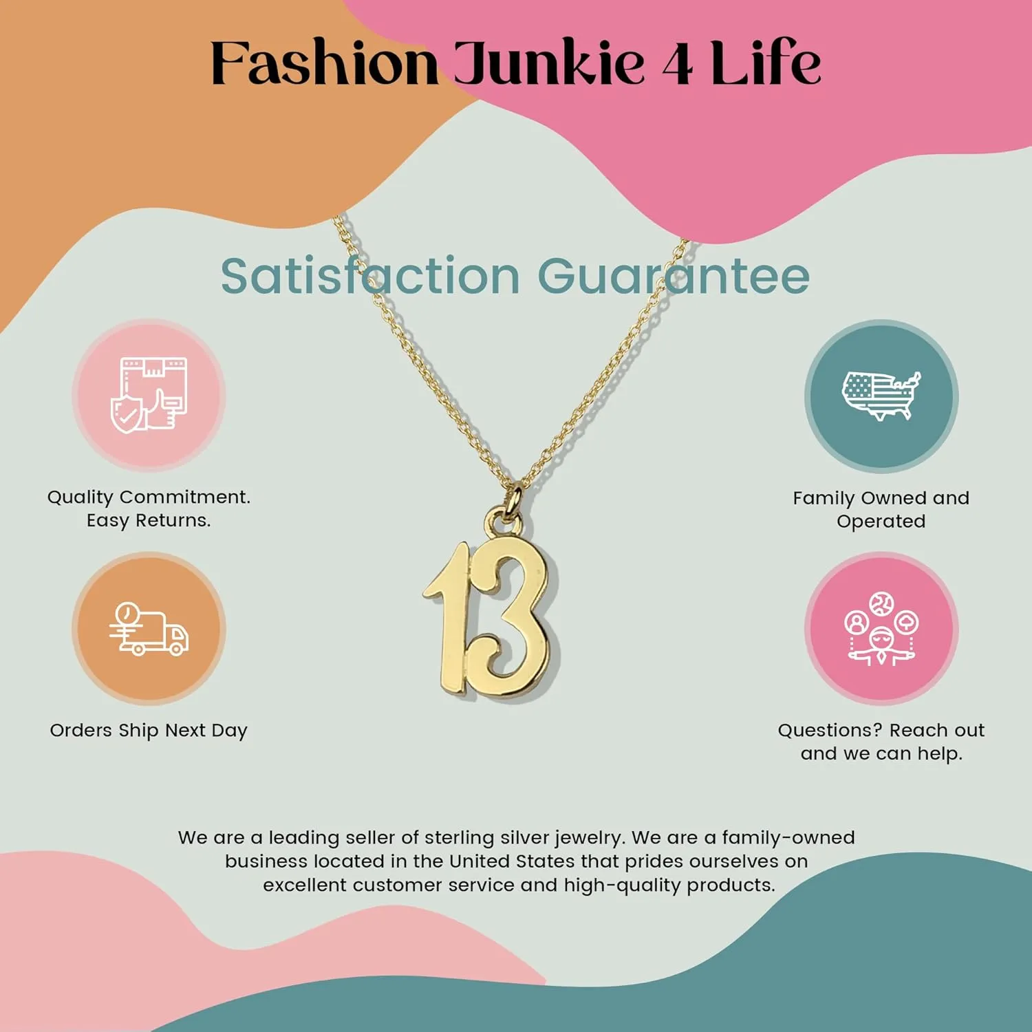 FashionJunkie4Life Milestone Numbers Pendant Necklace for Birthdays and Anniversaries Gift