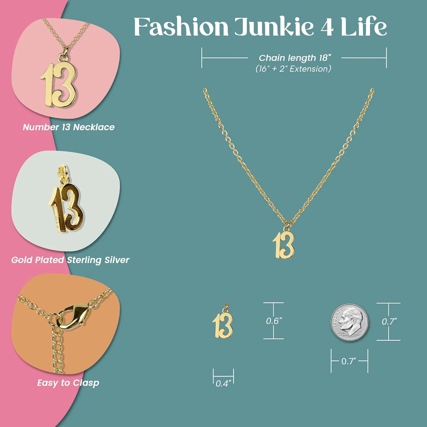 FashionJunkie4Life Milestone Numbers Pendant Necklace for Birthdays and Anniversaries Gift