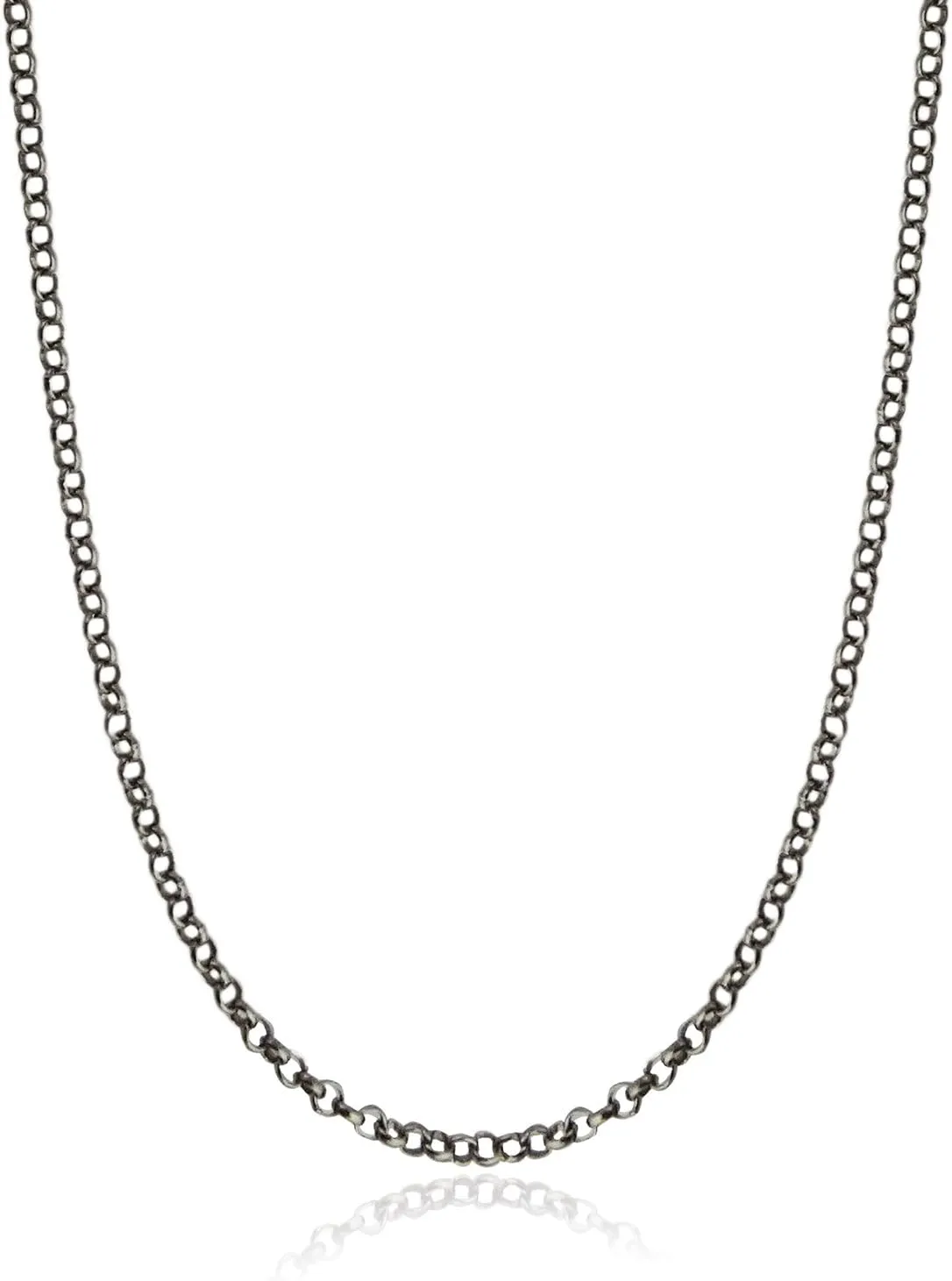 FashionJunkie4Life Oxidized Black Sterling Silver 1.2mm Rolo or Rollo Chain Necklace - 16, 18, 20, 24"