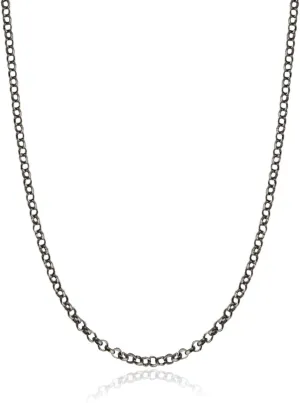 FashionJunkie4Life Oxidized Black Sterling Silver 1.2mm Rolo or Rollo Chain Necklace - 16, 18, 20, 24"