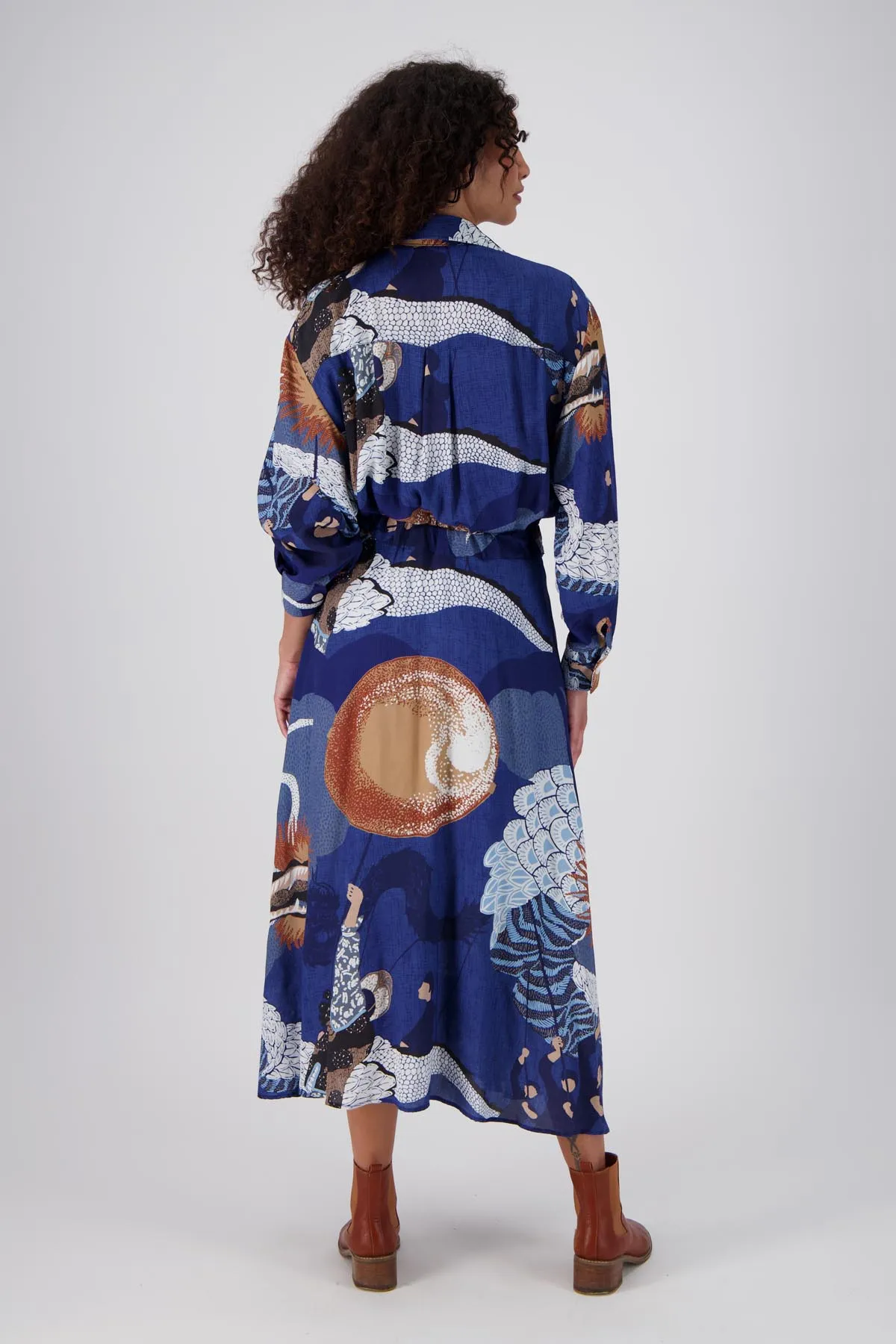 Festival Parisian Wrap Dress Blue in Viscose