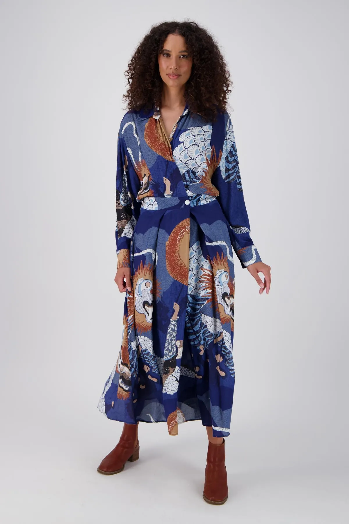 Festival Parisian Wrap Dress Blue in Viscose
