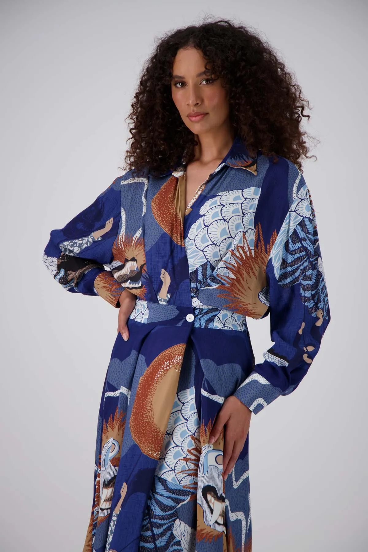 Festival Parisian Wrap Dress Blue in Viscose