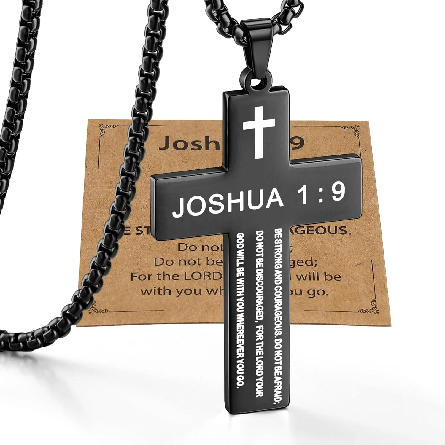 FIRAZIO Cross Necklace for Men with Bible Verse, Easter Basket Stuffers Cross Necklace Christian Religious Scripture First Communion Cross Chain Pendant Jewelry Christian Easter Gifts for Men