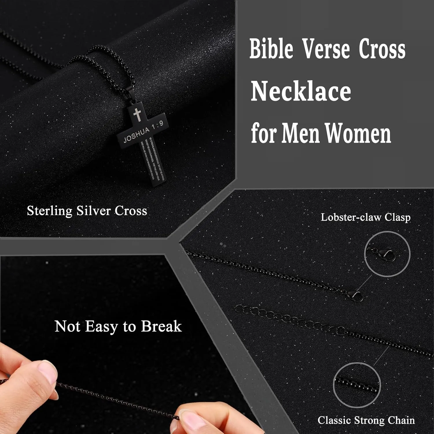 FIRAZIO Cross Necklace for Men with Bible Verse, Easter Basket Stuffers Cross Necklace Christian Religious Scripture First Communion Cross Chain Pendant Jewelry Christian Easter Gifts for Men