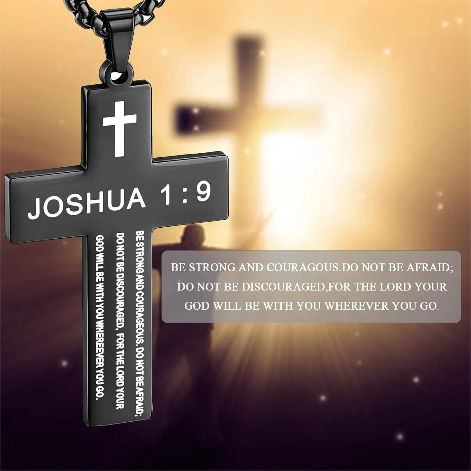 FIRAZIO Cross Necklace for Men with Bible Verse, Easter Basket Stuffers Cross Necklace Christian Religious Scripture First Communion Cross Chain Pendant Jewelry Christian Easter Gifts for Men