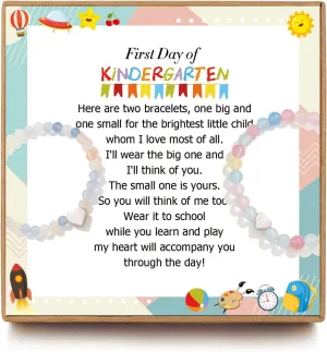 First Day of Kindergarten Preschool Mommy and Me Bracelets, Back To School Gifts, Heart Beadeds Mom and Daughter Bracelets, Mother Daughter Bracelets set for 2 One big and one small bracelet