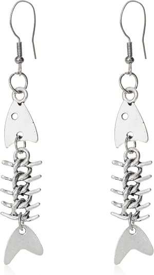 Fish Bone Grunge Earrings Weird Punk Dangle Earrings Skeleton Goth earrings for Women