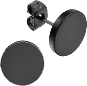 Flongo Men's Women's 10mm Round Stainless Steel Black Tunnel illusion Tapers Cheater Faux Fake Stud Earrings