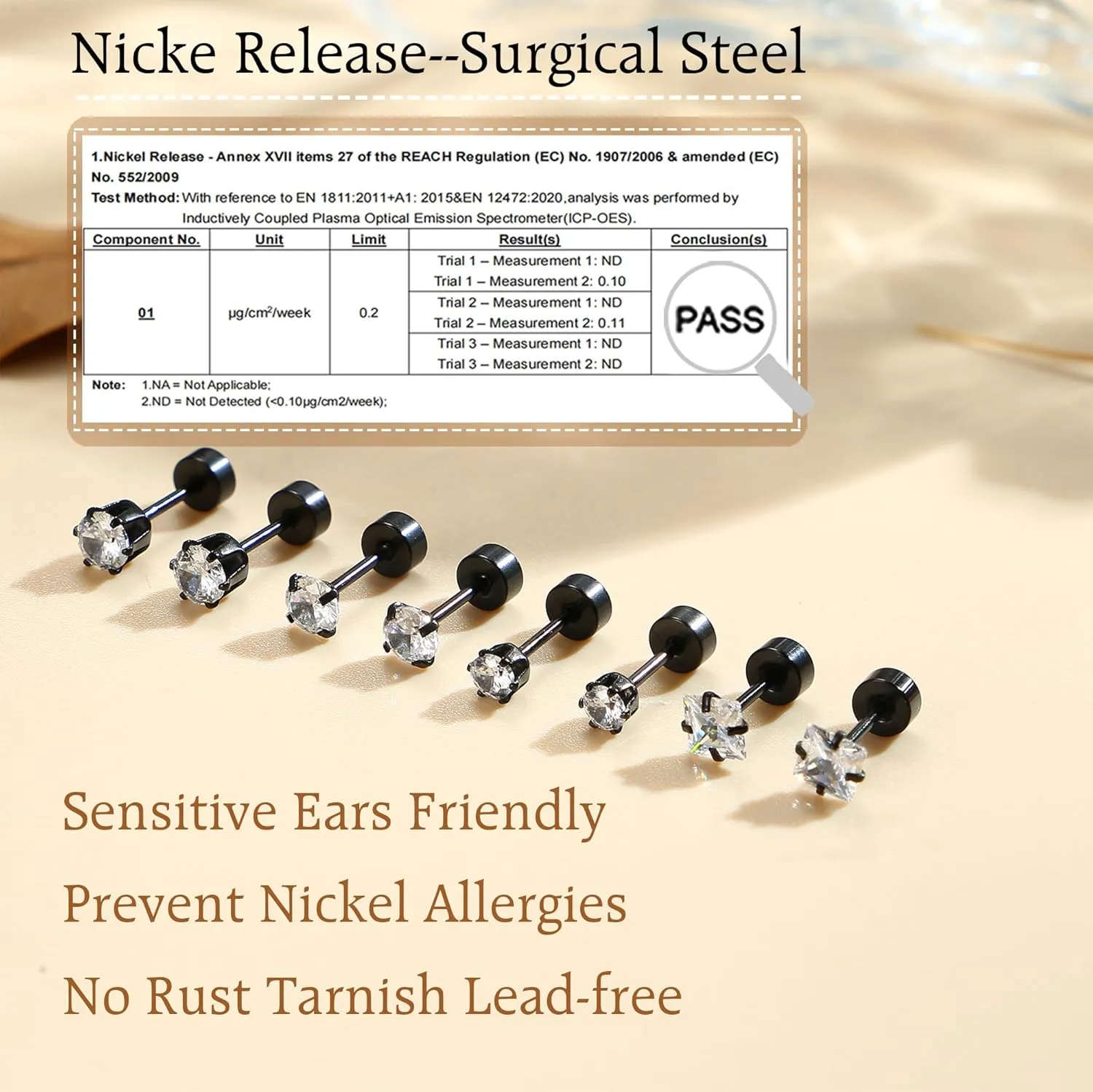 Florideco Small Hypoallergenic Flat Back Stud Earrings for Women Men 14K Gold Plated Surgical Stainless Steel Earrings Tiny Stud Earring Screw Back Cartilage Earring Set for Multiple Piercing