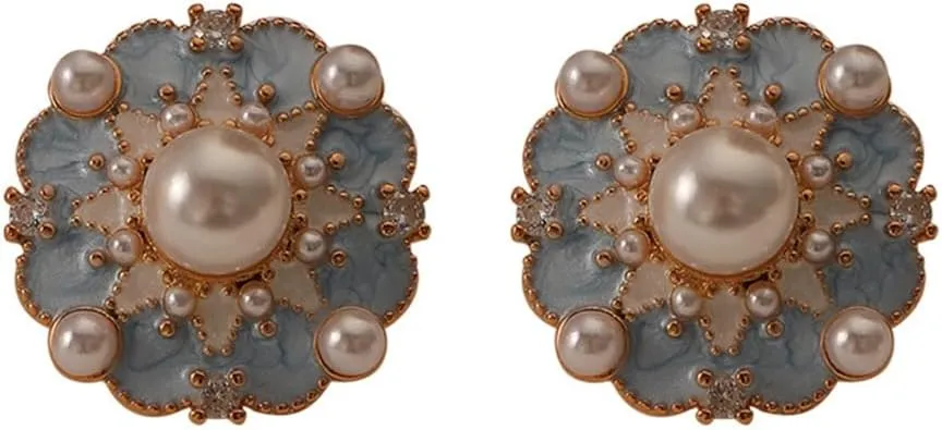 Flower Drip Oil Drop Earrings Sterling Silver Post for Women