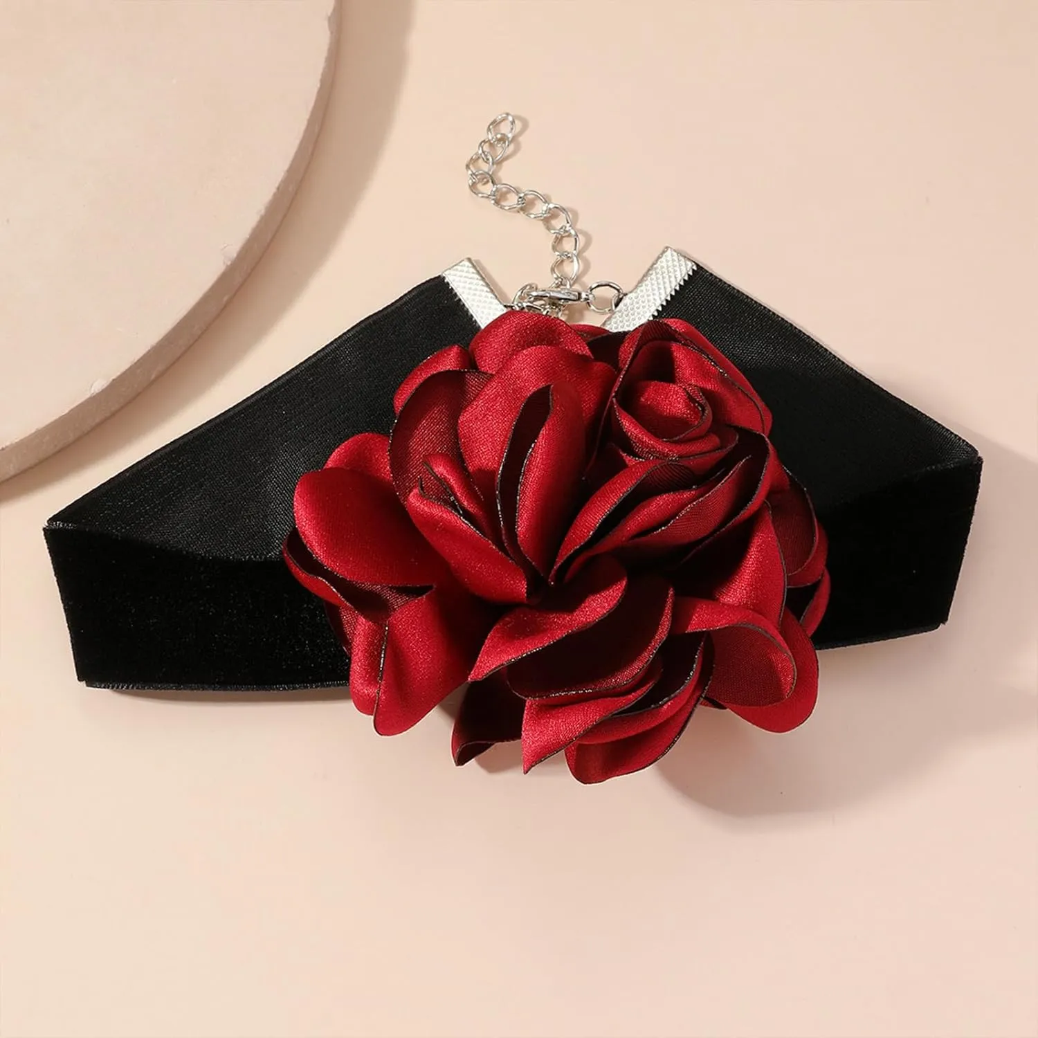 Flower Necklaces for Women Red Rose Choker Necklace for Women Black Velvet Choker Necklace Floral Choker Necklace Spring Summer Necklace Flower Jewelry