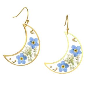 Forget-Me-Not and Queen Anne's Lace Pressed Wildflower Earrings Pressed Flower Earrings Handmade Earrings Drop Dangle Earring Dry Flower Earrings for Women Girls