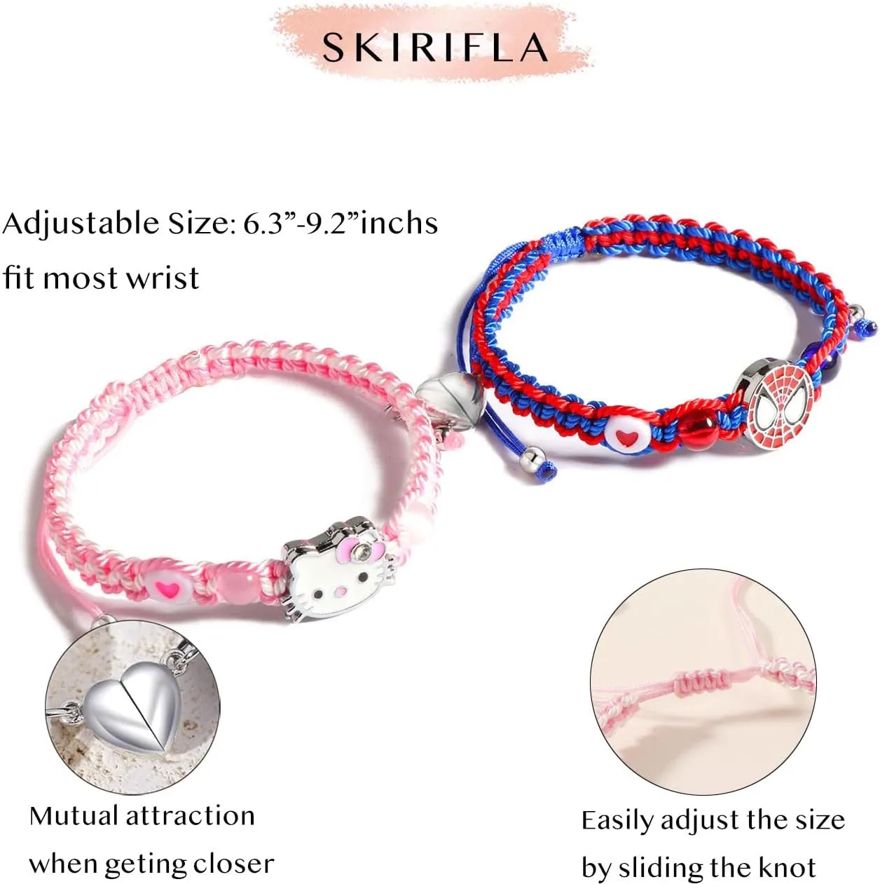 Friendship/Couples Bracelets Set, Valentines Day Birthday Jewelry Gifts for Bf and Gf Soulmate, Matching Spider Bracelet for Best Friend Bestie Daughter Son Grandson