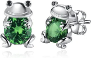 Frog Earrings 925 Sterling Silver for Women Teen Girls Animal Lover Stud Earrings Jewelry Birthday Gift