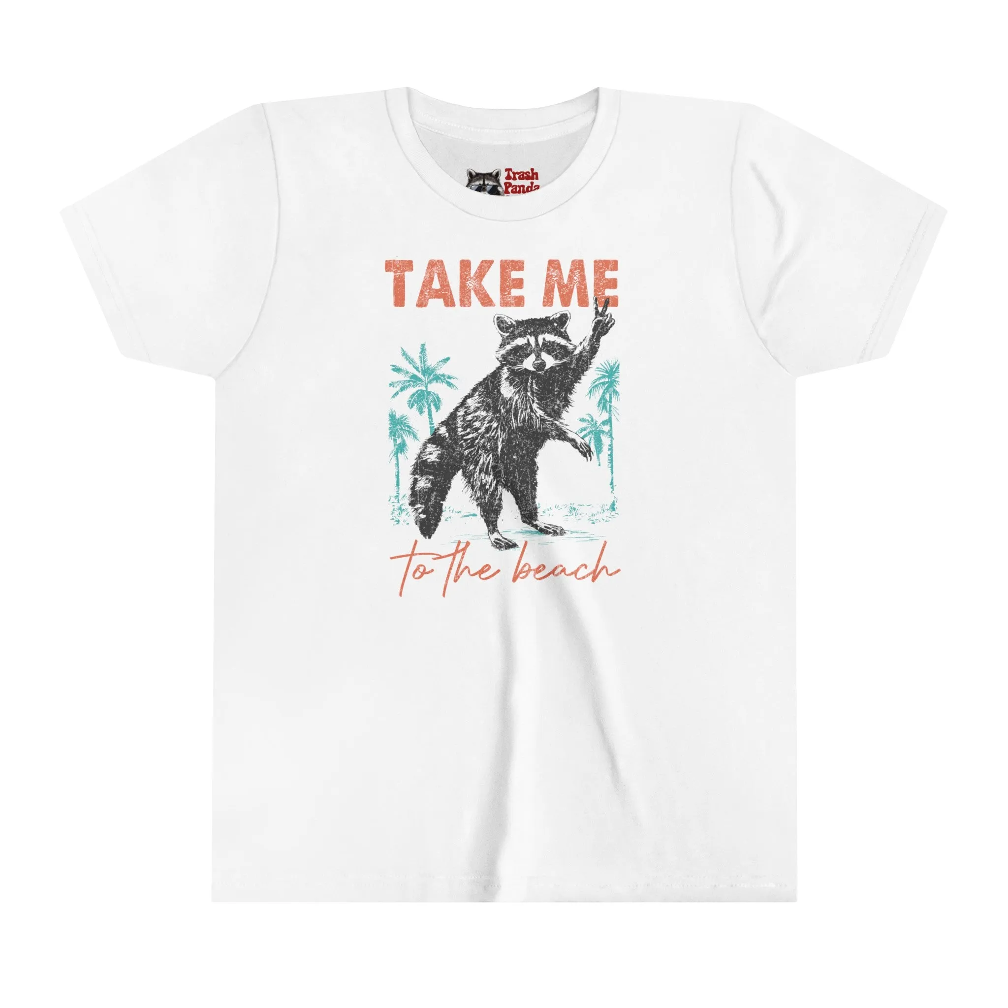 Funny Racoon Bella Canvas Youth SS Tee, "Take Me to the Beach" - Funny Gift for Child, Daughter, Niece, Girl