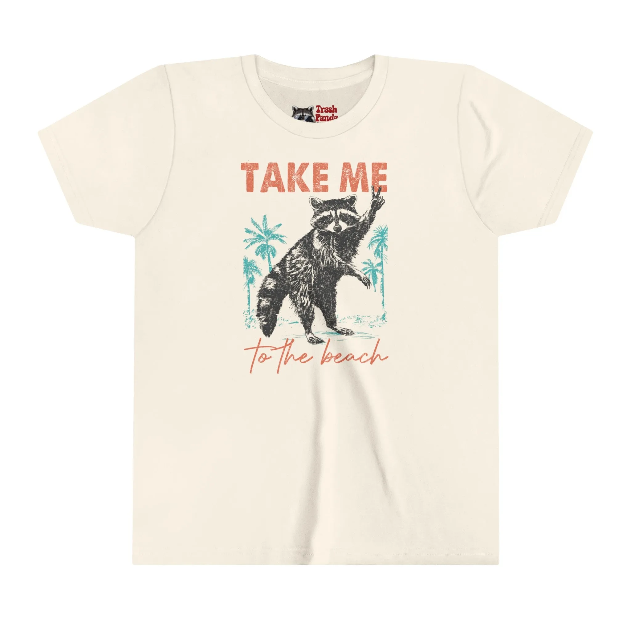 Funny Racoon Bella Canvas Youth SS Tee, "Take Me to the Beach" - Funny Gift for Child, Daughter, Niece, Girl