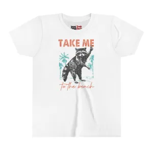 Funny Racoon Bella Canvas Youth SS Tee, "Take Me to the Beach" - Funny Gift for Child, Daughter, Niece, Girl