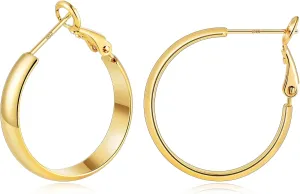 Gacimy Gold Hoop Earrings for Women, 14k Real Gold Plated with 925 Sterling Silver Post, Hypoallergenic Lightweight Thick Hoops Earrings for Women Trendy