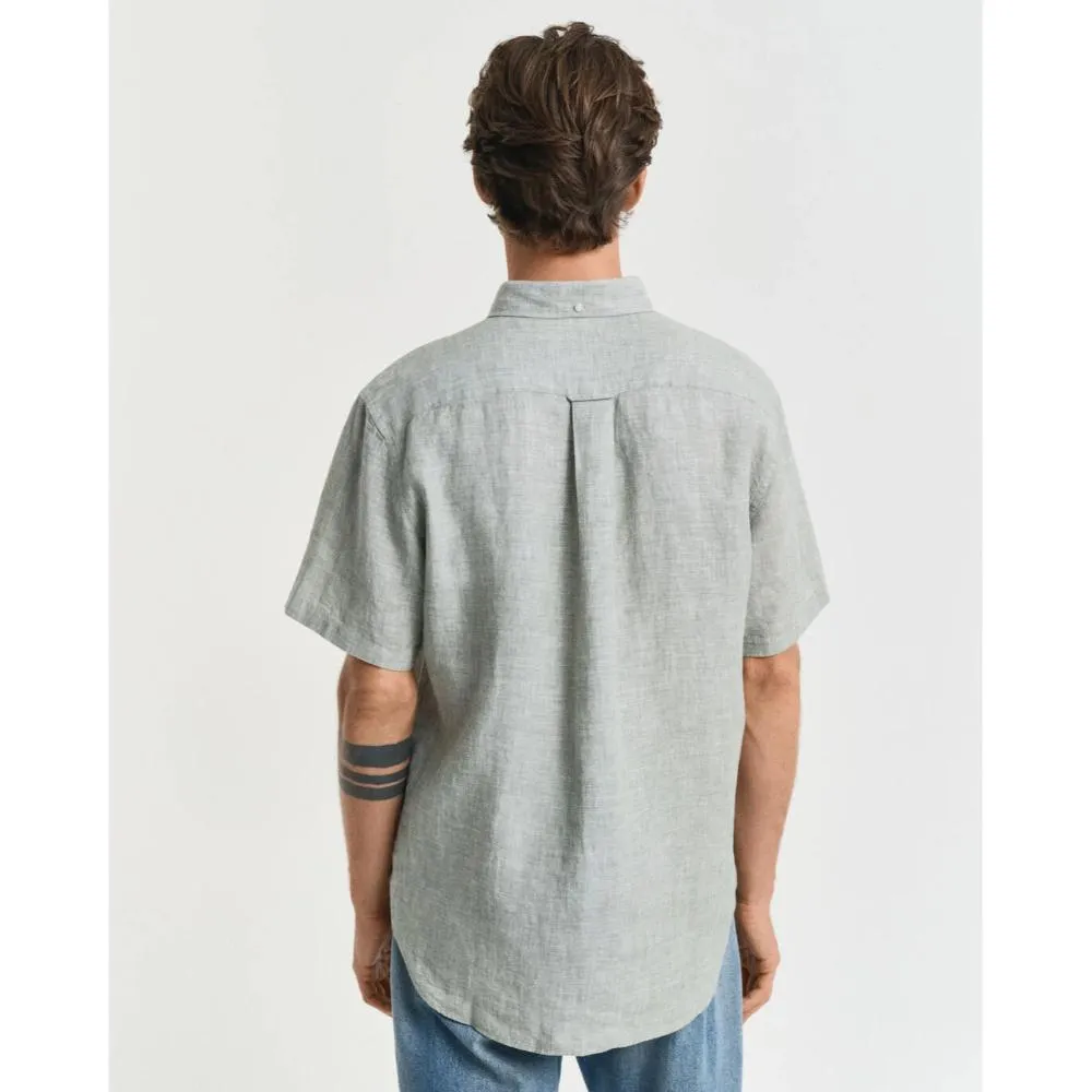 GANT Regular Fit Short Sleeve Linen Shirt In Kalamata Green