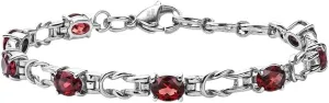 Garnet Bracelet in Stainless Steel - Red Birthstone Bracelets for Women - Charm Bolo Gemstone Jewelry Engagement Anniversary Birthday Gifts Size