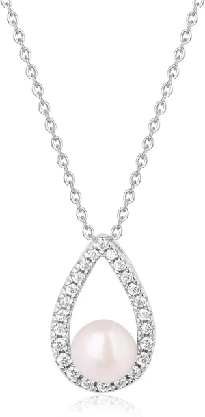 GAVU Teardrop Pearl Necklace Dainty Necklace for Women, Silver/Gold Necklace for Women