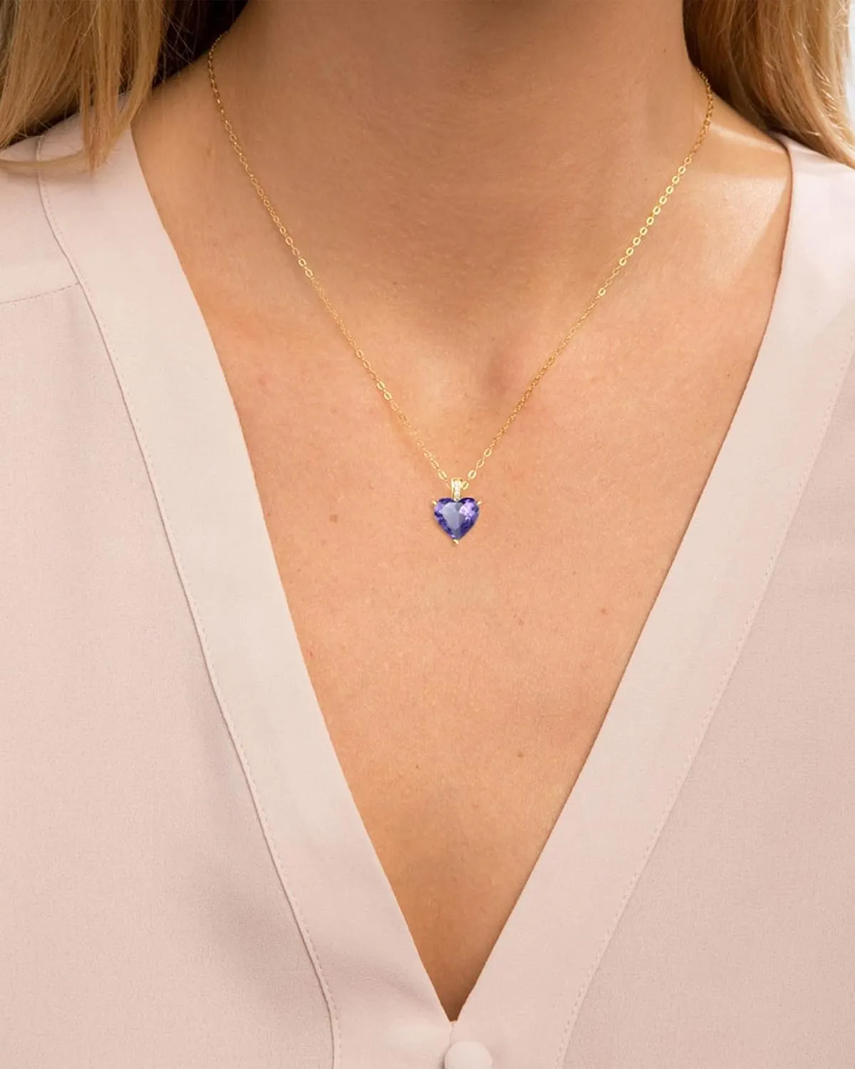 Genuine Birthstone Necklace for Women, Heart Love Necklace, Birthday Gifts for Her