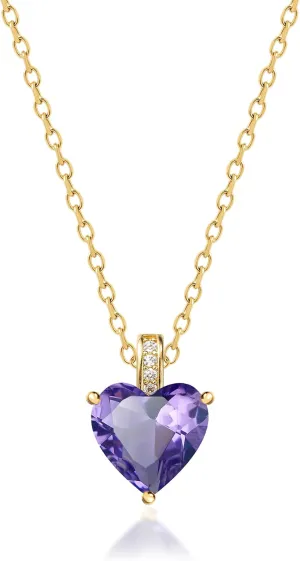 Genuine Birthstone Necklace for Women, Heart Love Necklace, Birthday Gifts for Her